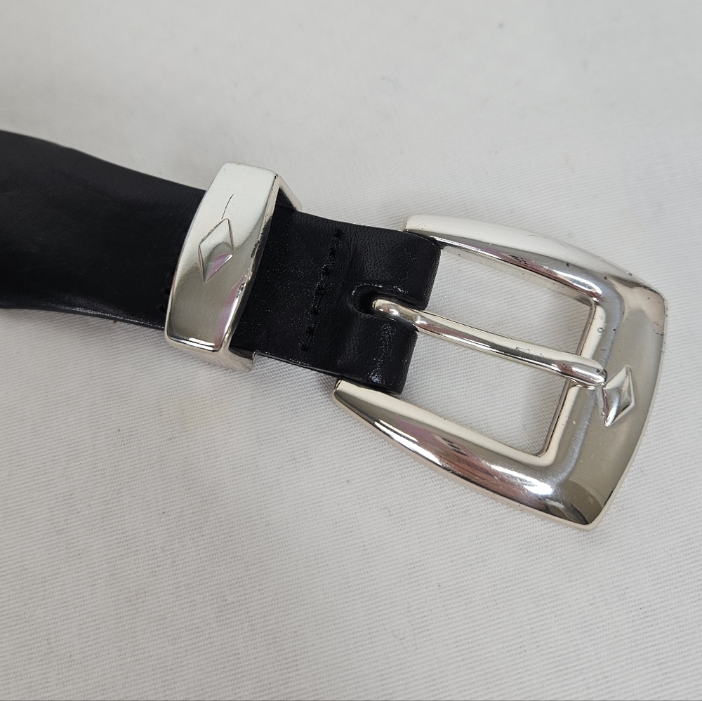 Brighton Black Leather Western Belt Silver Stud Buckle Size 34 USA Made - Picture 2 of 12